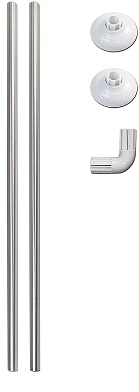 Bastone per tenda doccia angolare aste per tende argento 80 cmaste asta angolo  - Immagine 1 di 3