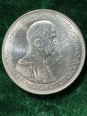 HUNGARY 1930 Silver Coin 5 PENGO 10th Anniversary Regency of Admiral M. HORTHY - Image 1 of 4