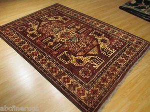 7x10 CAUCASIAN KAZAK GEOMETRIC VEGETABLE-DYE HANDMADE-KNOTTED WOOL RUG 582115 - Picture 1 of 11