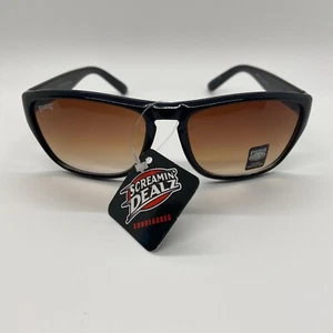 Pugs Men's Sunglasses Glossy Black Frame Square Tinted UV400 Protection Lens - Picture 1 of 10