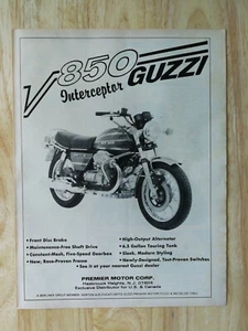 Vintage 1974 Guzzi 850 Interceptor Motorcycle Full Page Original Ad - 921 - Picture 1 of 1