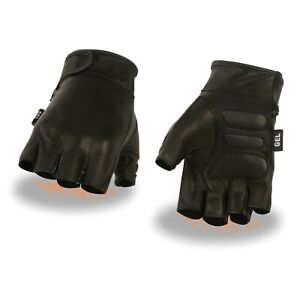 Milwaukee Leather Men's Full Panel Gel Palm Fingerless Gloves**MG7585 