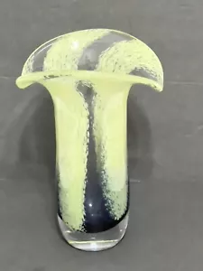 Vintage Teleflora Vase Hand Blown Flared Rim White and Green Shades Opaque 8"h - Picture 1 of 13