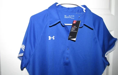 NWT New UNDER ARMOUR Women's XXL Royal Blue Golf Polo Loose Heat Short Sleeve - Image 1 of 4