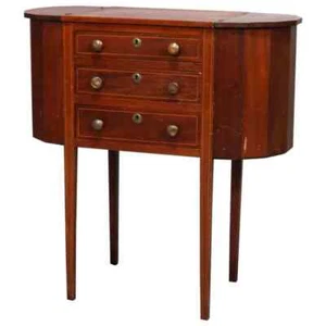 Antique Martha Washington Mahogany Sewing Stand with Project Pockets, circa 1930 - Picture 1 of 12