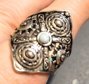Sun Constellations Silver Ring Moonstone Vintage Size 8 Marked On Inside Of Band - Picture 1 of 7