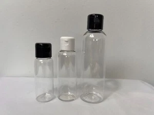 PET Plastic Bottles with Black or White SCREW FLIP CAPS 30 50 100ml UK Stock!!! - Picture 1 of 10