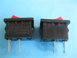 20 pcs Rocker Switch ON/OFF 2pin 6A 10A Red Cap KCD1 21x15mm without LED Light - Picture 1 of 3