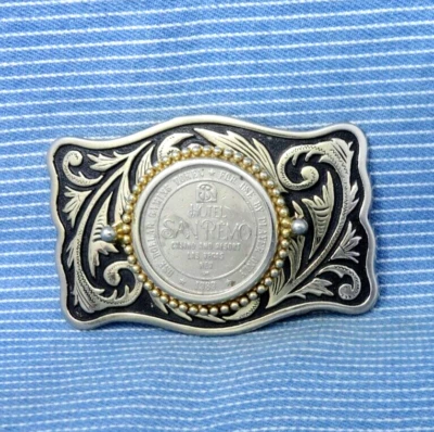 Western Coin Belt Buckle Las Vegas 1989 San Remo Casino Gaming Token Vtg .TYC462 - Image 1 of 4