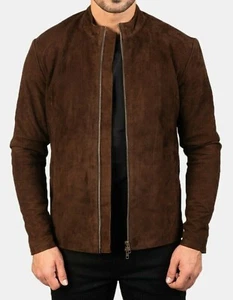 Classic New Men's Silver Zipper Jacket 100% Real Lambskin Moto Biker Coat Jacket - Picture 1 of 26