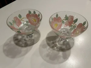Imperial Glass Handpainted Desert Rose Dessert/Aperitif Glasses 3 1/4” Set of 2 - Picture 1 of 4