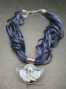 VINTAGE MICHAELA FREY WEIN ENAMEL NECKLACE 17" - Picture 1 of 5