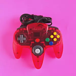 Official Nintendo 64 WATERMELON RED Controller 👾 CLEAR OEM N64 NUS-005 - Picture 1 of 1