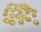 25 pièces bonnets perles en filigrane métallique vintage ton or 16 mm perles artisanales rondes 