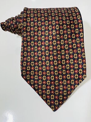 "Corbata Papillon Paris azul oscuro, rojo y dorado con estampado de seda 58,5 x 3,75""" Foto 1 de 4