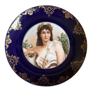 Antiker Rosenthal Portrait Teller # 40 Frau Helena von Troja Kobalt Goldrand - Bild 1 von 9