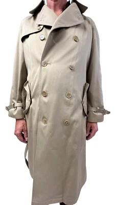 Vtg Mens Silver Cloud 40R Khaki Double Breasted Trench Coat Thermo Sewn-In Liner - Image 1 of 4