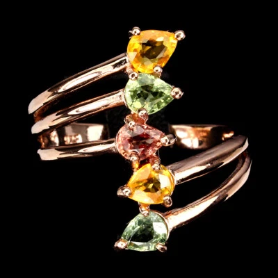 Anillo de plata de ley 925 pera zafiro piedras preciosas naturales joyería Foto 1 de 4