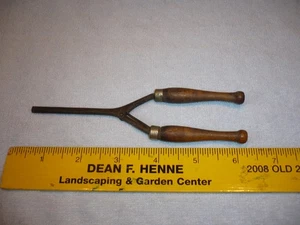 Antique Victorian, Hair Spring Action Curling Iron Mustache Curler Wood Handles - Picture 1 of 2
