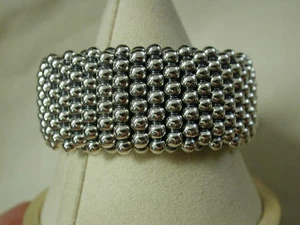 Lagos Caviar Wide Cuff Bracelet 30mm Sterling Vintage 7" Medium - Picture 1 of 7