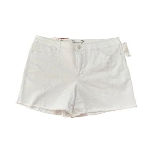 Seven7 Women's White Weekend Denim Shorts Size 14 Fray Hem High Rise - Picture 1 of 7