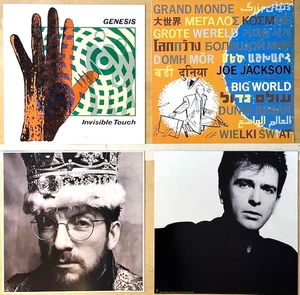 4 Lot 12x12 Record Store Promo Flats  GENESIS Joe Jackson ELVIS COSTELLO Gabriel - Picture 1 of 5
