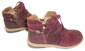 Born Tarkiln burgunderrote abgenutzte Wildleder-Stiefeletten Damengröße 7 - Bild 1 von 7