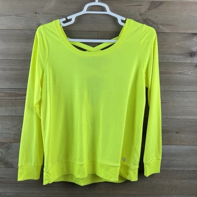 Torrid Active Womens Sweatshirt Strappy Back Neon Yellow Athleisure Size 0 Large - Image 1 of 4