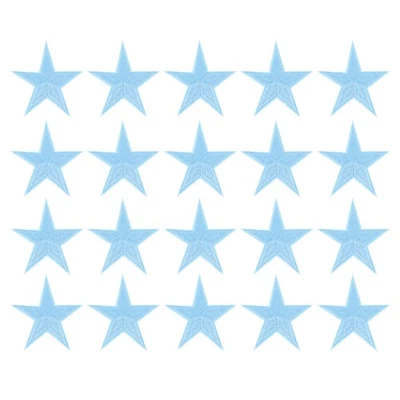 20Pcs Iron on Star Patches Sew on Star Embroidered Patches, 75mm Sky Blue Foto 1 de 4
