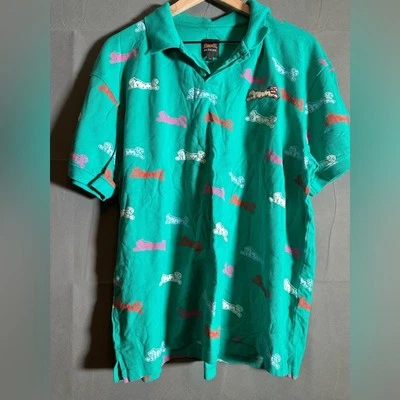 VINTAGE Le Tigre Pique Polo Shirt XL Green Short Sleeve Made In USA Mens aop - Image 1 of 4