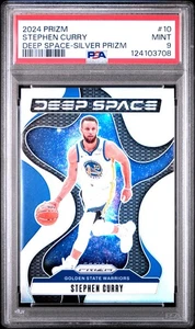 PSA 9 Stephen Curry 2024 Panini Prizm Deep Space #10 Silver Prizm Warriors - Foto 1 di 2
