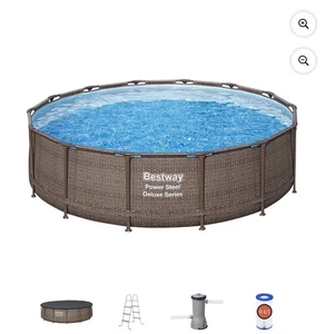 Bestway Power Steel 14' x 42" Round Above Ground Outdoor Swimming Pool Set - Picture 1 of 5