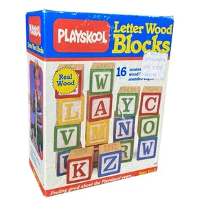 Juego de 16 bloques de madera en relieve de colección 1986 Playskool letras del alfabeto #226 - Imagen 1 de 4