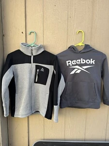 Kids Boys Reebok 2 Pk Jacket N Sweater Size 8 And 10 Zipper N Hoodie Black Gray - Picture 1 of 13