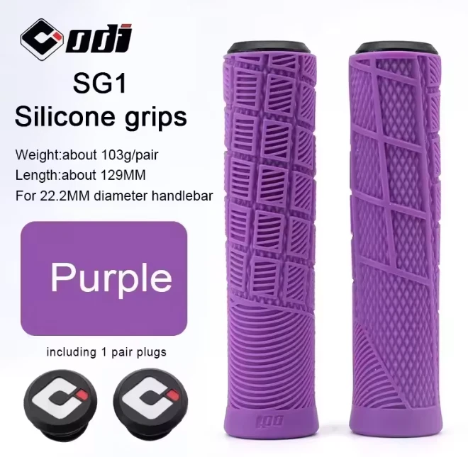 ODI Slip on Waffle Ribbed Grips Flangeless BMX MTB Bar Ends Purple - Image 1 of 4