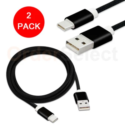 2 Pack Fast Charging Cord Type C Cable BLK USB-C For Samsung Galaxy A10E A20 A50 - Image 1 of 4