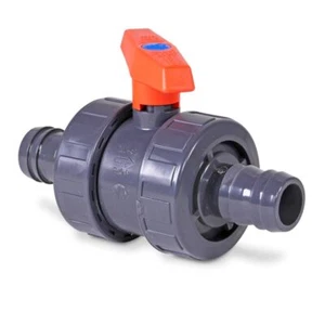 MEGA Kugelhahn grau PVC-U 38 mm Schlauchtülle 10 bar für Pool + Schwimmbad - Bild 1 von 3