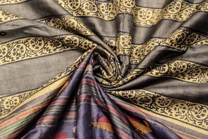 Pure Silk Saree Tussar Sari 100% Silk Vintage Indian Fabric Recycled TSS1857 - Picture 1 of 9