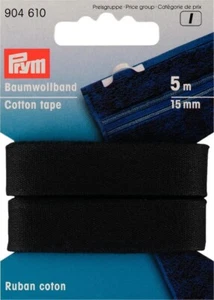 Prym Cotton Tape 15mm Black 5m 904610 - Picture 1 of 1