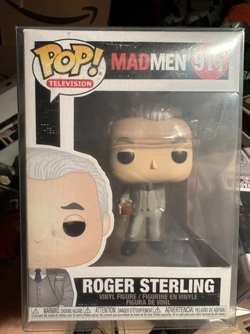 Funko Pop + Protector! TV #911 Mad Men Roger Sterling *Vaulted Damaged Box New Cover