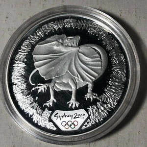 2000 Australian $5 Dollar Sydney Olympics Lizard 1 Ounce Silver Coin - Picture 1 of 2