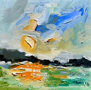 Peinture à l'huile océanique art original paysage marin coucher de soleil FABRIQUÉ SUR COMMANDE 6x6"