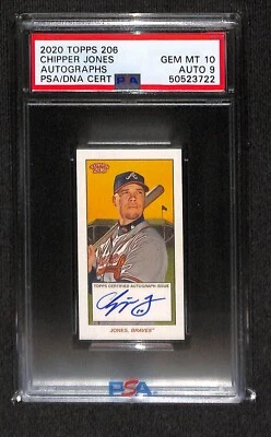 2020 Topps 206 ON CARD AUTOGRAPHS CHIPPER JONES SSP PSA 10 AUTO 9 POP 1 HOF - Image 1 of 2