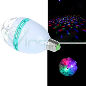 Lampadina LED rotante 3 COLORI E27 luce colorata 3W lampada luci effetto DJ LR4C - Foto 1 di 1