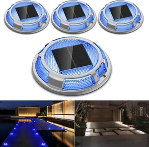 Solar Driveway Lights Dock Lights Waterproof 4 Pack, 2 Colors in 1, LED Solar - Picture 1 of 7