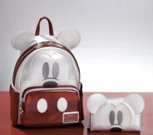 Loungefly Disney 100 Platinum Mickey Mouse Cosplay Mini Backpack W/ Wallet - Picture 1 of 8