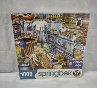 Springbok The Bait Shop Fishing Lake Beach 1000 Piece Jigsaw Puzzle Artwork Art - Image 1 of 4
