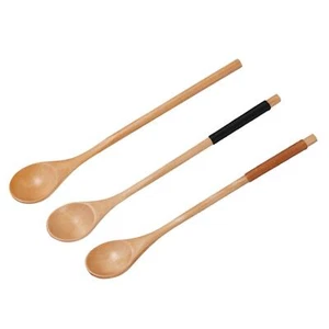Long Handle Spoon Wooden Tea Spoon Comfortable Grip Dessert Spoon Multiuse - Picture 1 of 20