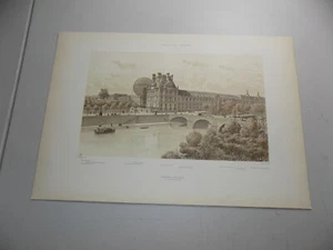 1800s Firmin Didot Print  / FRENCH PALACE OF TUILERIES, WITH HOT-AIR BALLOON - Bild 1 von 1