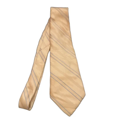 Jones New York светло-желтый (кремовый) с маленькой синей полосой 100% шелк - Изображение 1 из 4